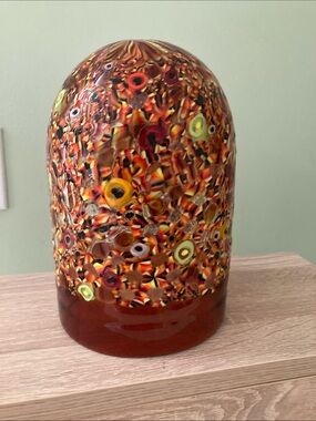 Vibrant Orange Millefiori Murano glass lamp shade authentic